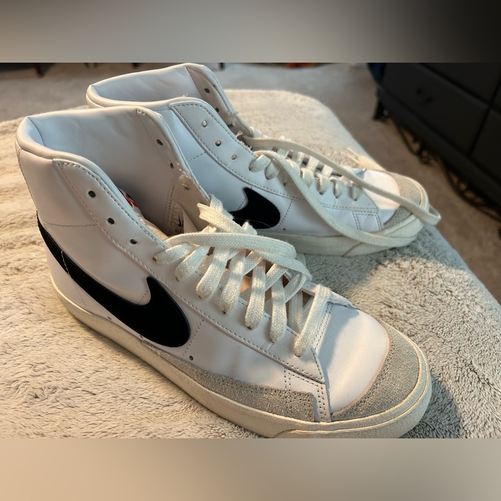 Nike White and Black Blazer High-Top Sneakers